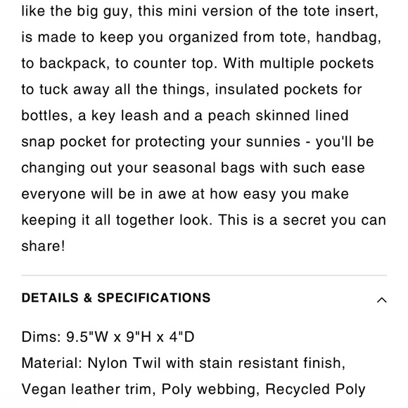 BEIS Mini Work Tote NWOT never used-sold out on the website - Picture 5 of 8